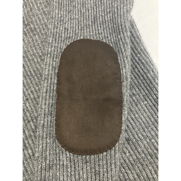 Mens Peter Millar Long Sleeve Sweater Collar Elbow Pads Wool Yak Cashmere Gray L - Picture 13 of 14